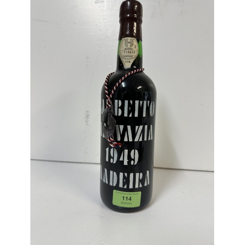 114 - Barbeito Madeira - a single bottle of old Madeira 1949, bottled in 10/1996,  Location: shelf 3
If th... 