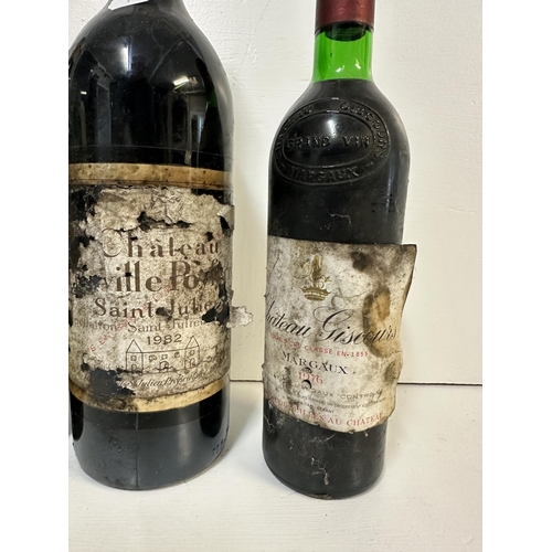 116 - Five bottles to include two bottles of Taylors Vintage 1969 Port, Chateau Giscours Margaux 1976, a 1... 