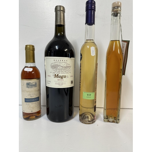 117 - Four bottles to include Rioja, Vodka, Sauterne, 
Location: shelf 3
If there is no condition report s... 