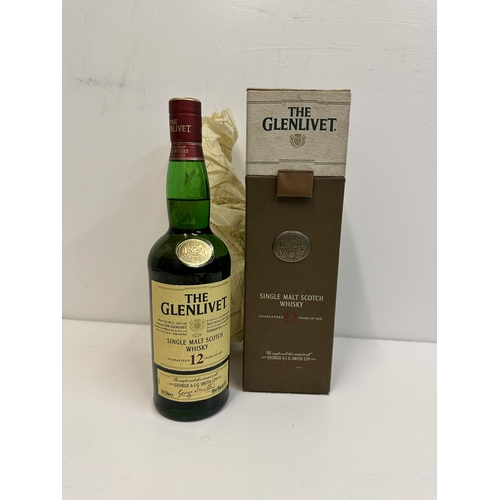 12 - The Glenlivet 12 year old whisky in suede and faux leather presentation box, 70cl, Location:
If ther... 