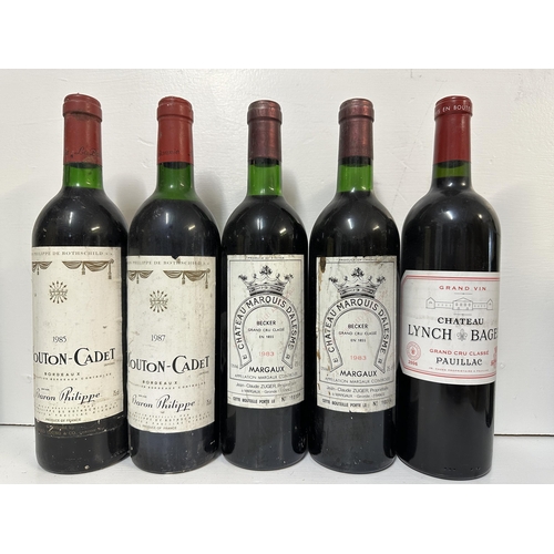 122 - Five bottles of wine to include Chateau Lynch Bages 2006, Pauillac, two Chateau Marquis Dalesme, 198... 