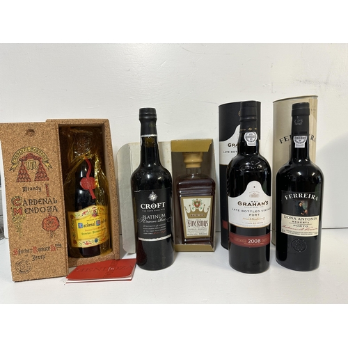 140 - A selection of spirits to include Cardenal Mendoza Brandy, Keo Five Kings Cyprus Brandy, Ferreira Do... 