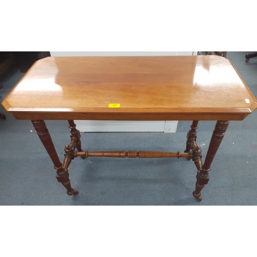 317 - A Victorian walnut side table on turned supports, 69cm High x 72cm Deep x91cm Wide. Location:A1M