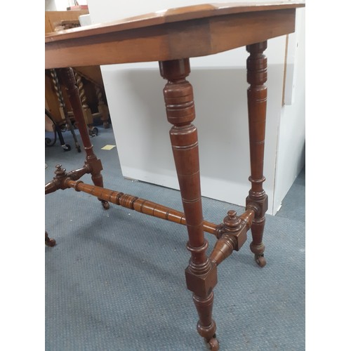 317 - A Victorian walnut side table on turned supports, 69cm High x 72cm Deep x91cm Wide. Location:A1M