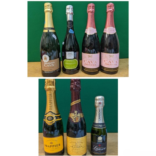 167 - Four bottles to include Rosado Cava, San Leo Prosecco and Sainsbury's Cava, 4 x 75cl, three small bo... 