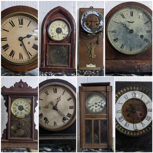 298 - A selection of clocks and clock parts to include a F.W Elliott Post Office dial clock with an 8