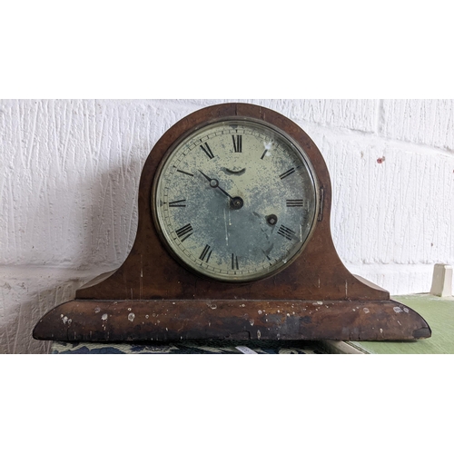 298 - A selection of clocks and clock parts to include a F.W Elliott Post Office dial clock with an 8