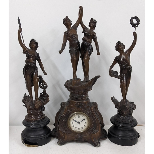 299 - An early 20th century spelter clock garniture set Location:A4M
If there is no condition report shown... 