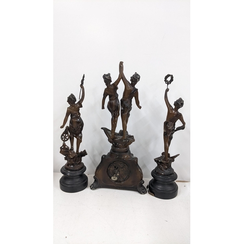 299 - An early 20th century spelter clock garniture set Location:A4M
If there is no condition report shown... 