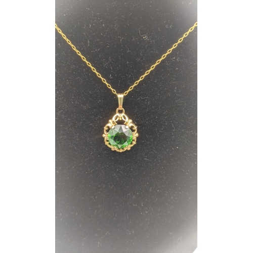 65 - Mixed jewellery to include a gold and emerald pendant stamped 14k, 2.9g, on a gold plated chain and ... 