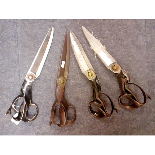 51 - Four pairs of vintage tailors shears in various sizes measuring 36cm-38cm in length to include a pai... 