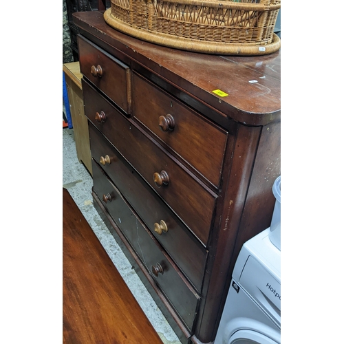 282 - A Victorian mahogany chest of two short and three long graduated drawers on plinth base 118cm x 121c... 