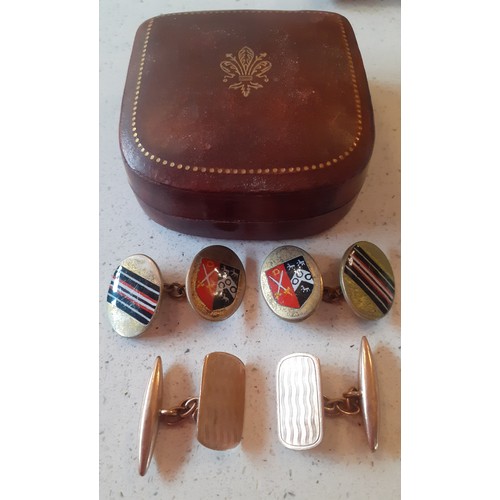 57 - Two pairs of cufflinks comprising a pair of 9ct gold cufflinks stamped 375, 4.2g and a pair of 1930'... 