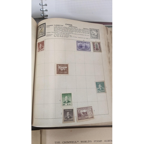 477 - Five part filled stamp albums to include stamps from around the world to include Chinese, Australian... 