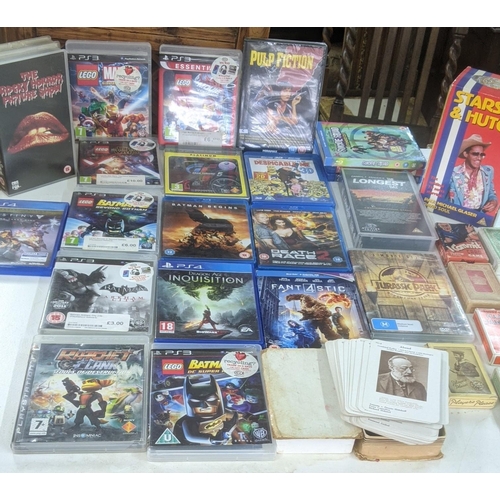 478 - A mixed lot to include PS3 and PS4 games to include Batman Arkham City and others along with DVDs to... 