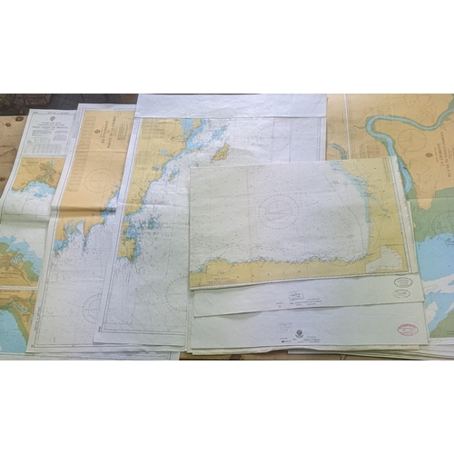 483 - A quantity of large maps to include one example titled harbours and anchorages on the west of France... 