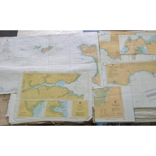 484 - A quantity of large maps to include an example titled Channel Islands Guernsey to Alderney and adjac... 