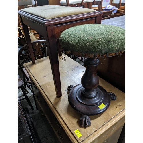 465 - A Victorian mahogany and tapestry upholstered prie du chair on cabriole front legs and scrolled feet... 