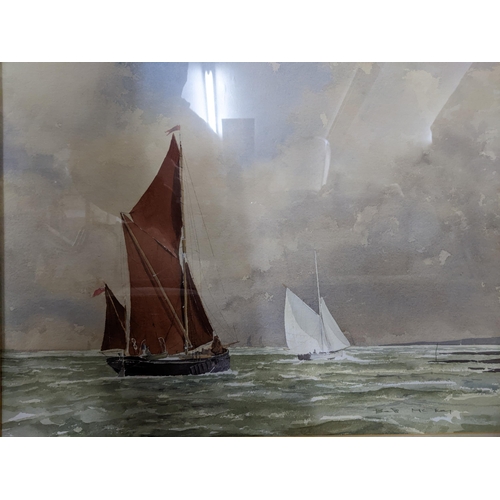 528 - Bob McKay - Sailing Vessels - two sailboats on the water with storm gathering clouds to the distance... 