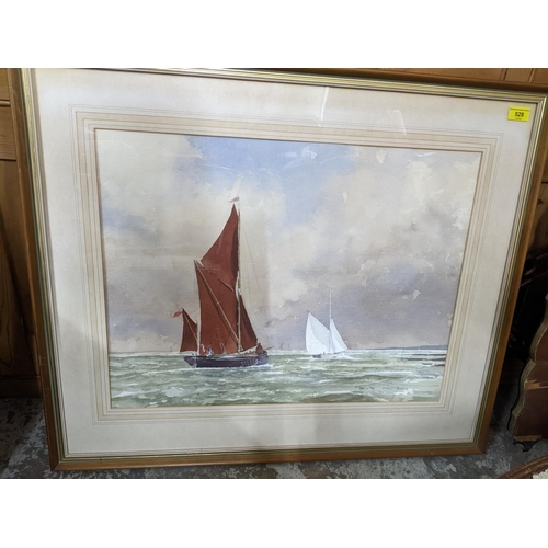 528 - Bob McKay - Sailing Vessels - two sailboats on the water with storm gathering clouds to the distance... 