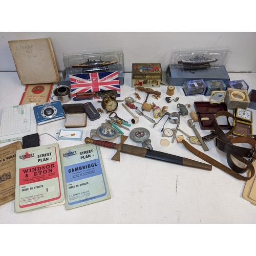 437 - Collectables to include Royal Automobile Car Association badge, RAC, model boats and cars, maps, mod... 