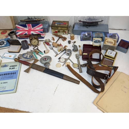 437 - Collectables to include Royal Automobile Car Association badge, RAC, model boats and cars, maps, mod... 