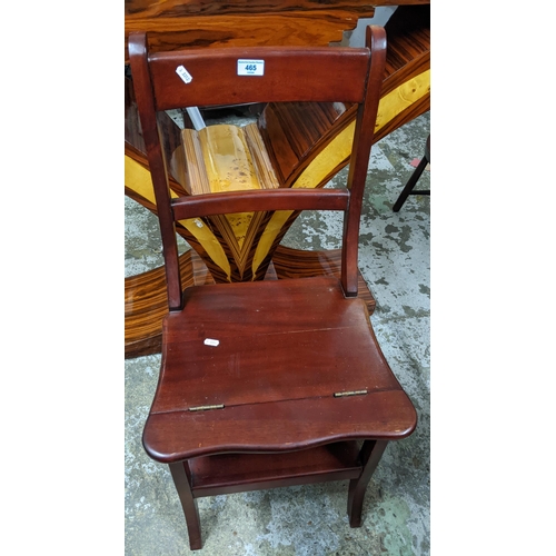 513 - A reproduction mahogany finished metamorphic library steps/chair Location: G
If there is no conditio... 