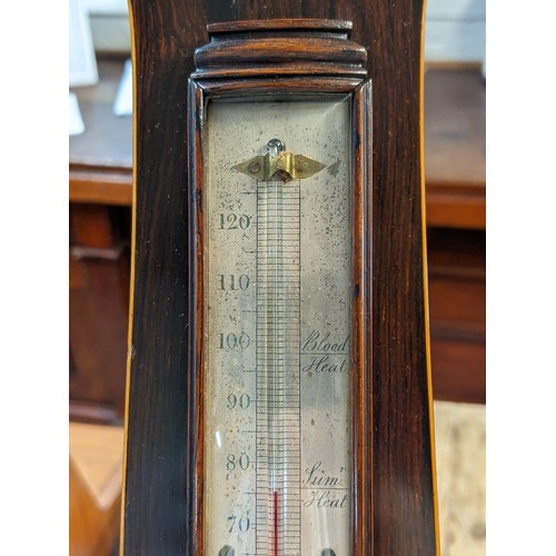 291 - A Regency rosewood barometer, face marked A Abraham & Co Liverpool, with swan neck pediment and baro... 