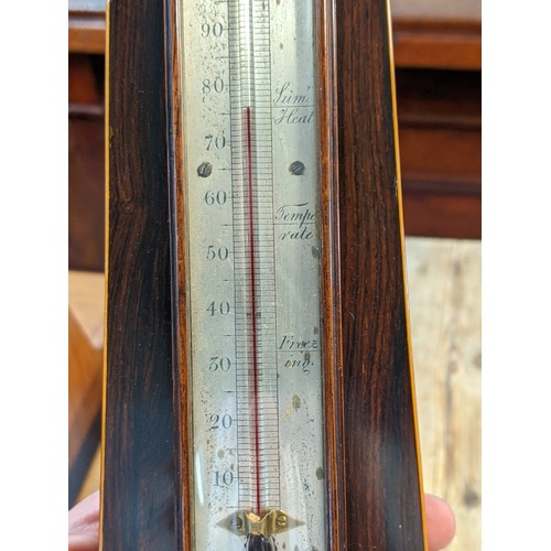 291 - A Regency rosewood barometer, face marked A Abraham & Co Liverpool, with swan neck pediment and baro... 