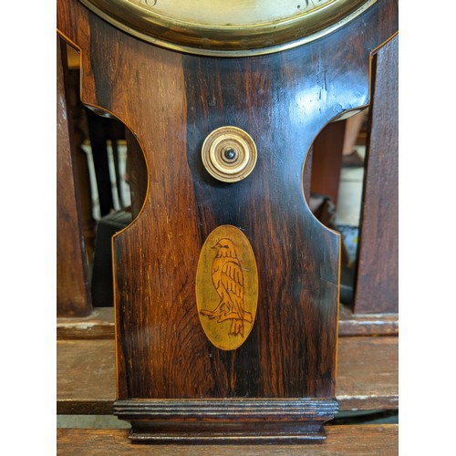 291 - A Regency rosewood barometer, face marked A Abraham & Co Liverpool, with swan neck pediment and baro... 