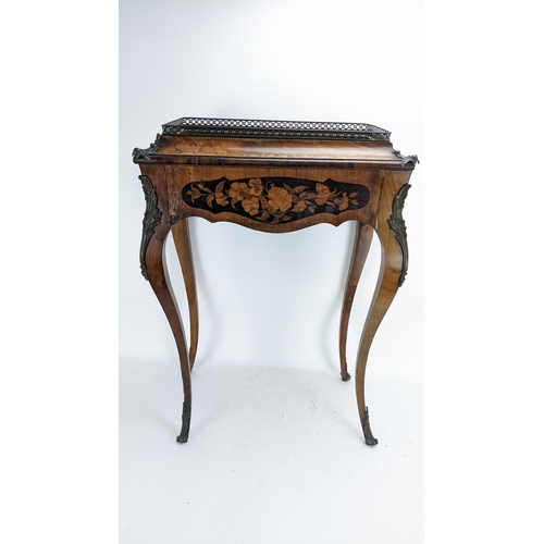 170 - A pair of 19th century French kingwood jardiniere tables, each having a pierced gallery top with a m... 