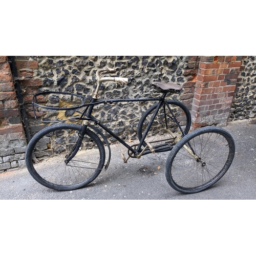 198 - An early Singers gents tricycle, circa 1806/1900, having an Abingdon rear hub and 1 inch block chain... 