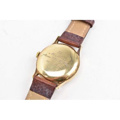 99 - A Longines, manual wind, gents, 9ct gold wristwatch, circa 1959, the dial having gilt baton markers ... 