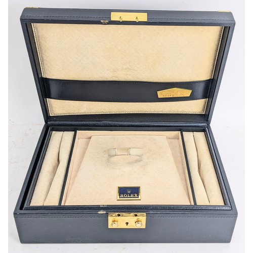 91A - A Rolex Creation Genève leather watch and jewellery box, with gilt metal lock, suede interior with w... 