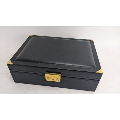 91A - A Rolex Creation Genève leather watch and jewellery box, with gilt metal lock, suede interior with w... 