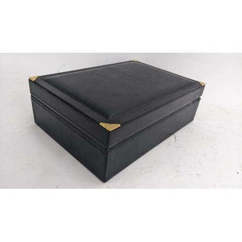 91A - A Rolex Creation Genève leather watch and jewellery box, with gilt metal lock, suede interior with w... 