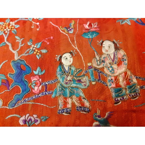 36 - A small group of early 20th Century Chinese embroidered panels and clothing accessories comprising a... 