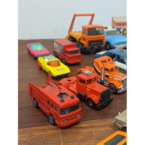 107 - Collection of Corgi and Matchbox cars, vans and lorries to include; Matchbox, Superkings, a Ford 'A'... 