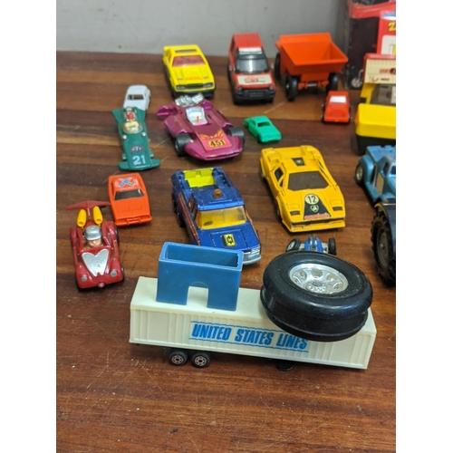 108 - A mixed lot of toys to include a Kingsman Robot Machine, a Corgi Ford Mustang and a Matchbox superki... 