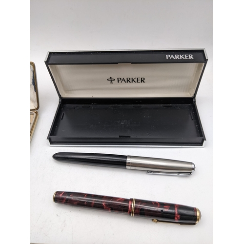 22 - Boxed Parker pens to include a blue Parker S1 fountain pen and propelling pencil set with paperwork ... 