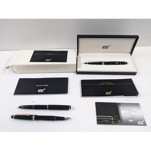 24 - Mont Blanc pens to include a boxed 4810 Fountain pen and two other unboxed fountain pens with writin... 