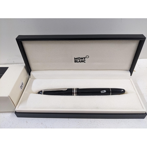 24 - Mont Blanc pens to include a boxed 4810 Fountain pen and two other unboxed fountain pens with writin... 