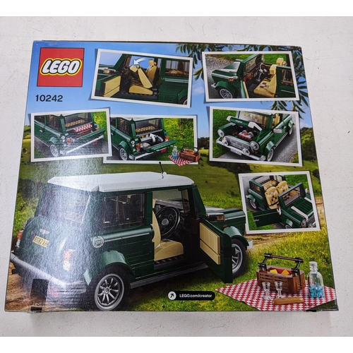 35 - A Lego creator set No 10242 green Mini Cooper, part completed, set assumed to be complete, with orig... 