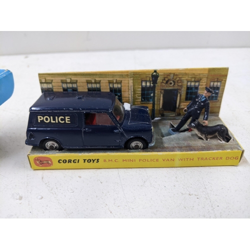 49 - Corgi Toys No 448 B.M.C mini police van with tracker dog in repro Dulton packaging 
Location:CAB
If ... 