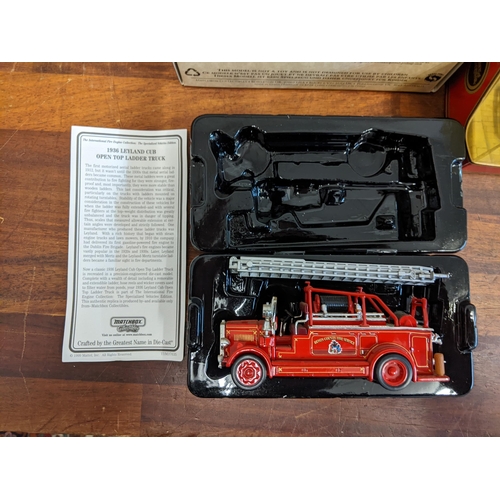 51 - A collection of boxed matchbox models of yesteryear fire engine series to include a 1936 Leyland cub... 