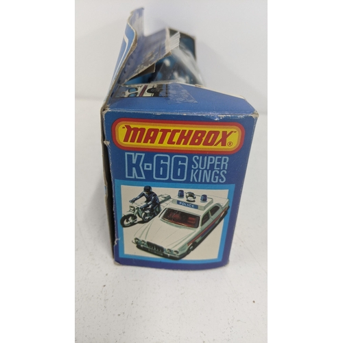 64 - Two boxed Matchbox Diecast Toys to include K-66 Jaguar XJ/12 Police Patrol and K-2001 Raider Command... 