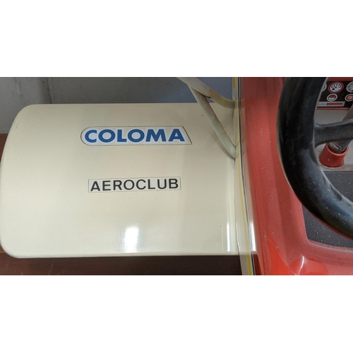 78 - A red, black, white and yellow Colma pastor ride on childs aeroplane
Location:A2B
If there is no con... 