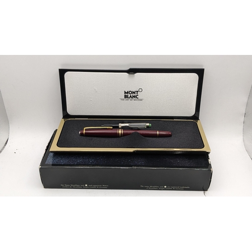 8 - A burgundy Mont Blanc Meisterstuck fountain pen with original case, box and service warranty certifi... 