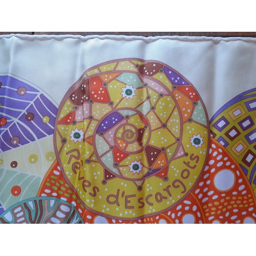 5 - Hermes- A 'Reves d'Escargots' silk twill scarf designed by Christine Henry in 2012 depicting an arra... 