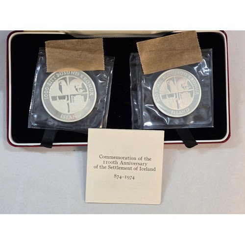 137 - Iceland - '1100th Anniversary of the Settlement of Iceland 874-1974' Two-Coin Set comprising of 1000... 